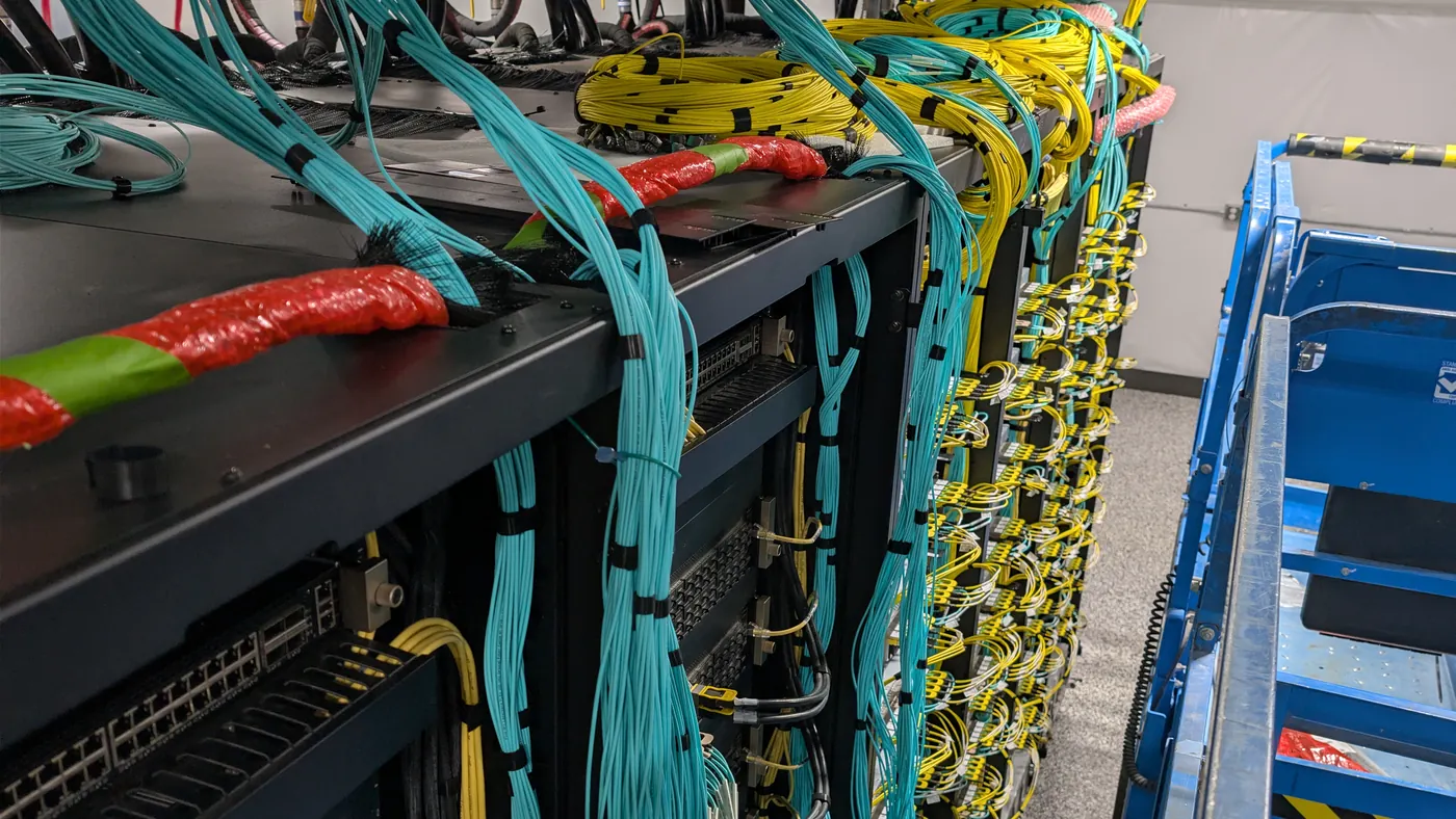Fiber cabling and network equipment during an infrastructure deployment